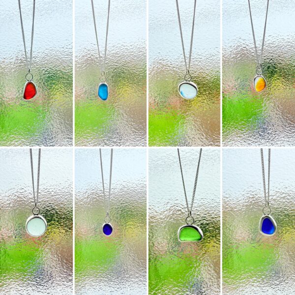 Sea Glass Necklace - backless bezel - Image 6